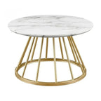 Sophisticated Marble Center Table with Golden Metal Frame
