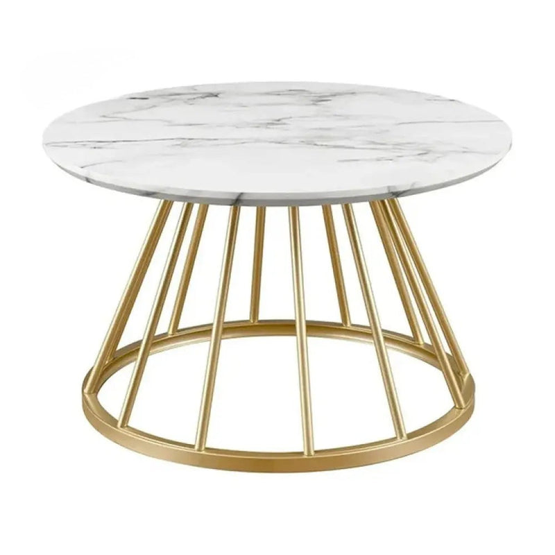 Sophisticated Marble Center Table with Golden Metal Frame
