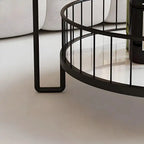 Sophisticated Round Center Table with Marble top and Open Storage