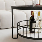 Sophisticated Round Center Table with Marble top and Open Storage
