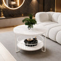 Sophisticated Round Center Table with Marble top and Open Storage