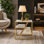 Space Saving Side Table with Dual Shelf Storage Design