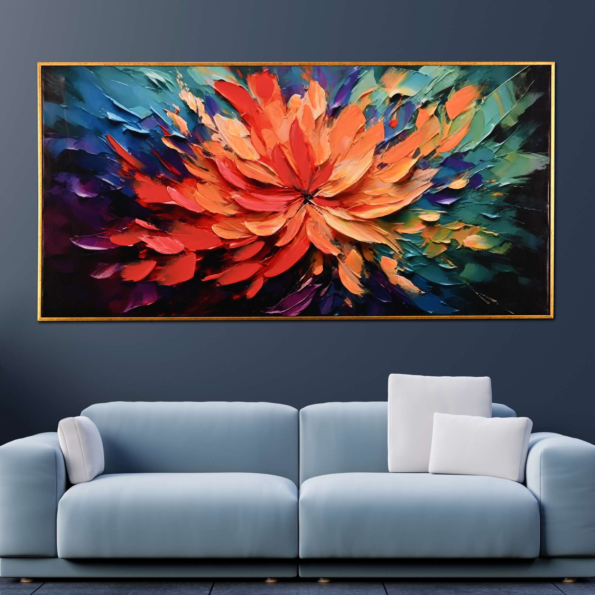 Spark in Bloom Hand Painted Wall Painting with Floating Frame