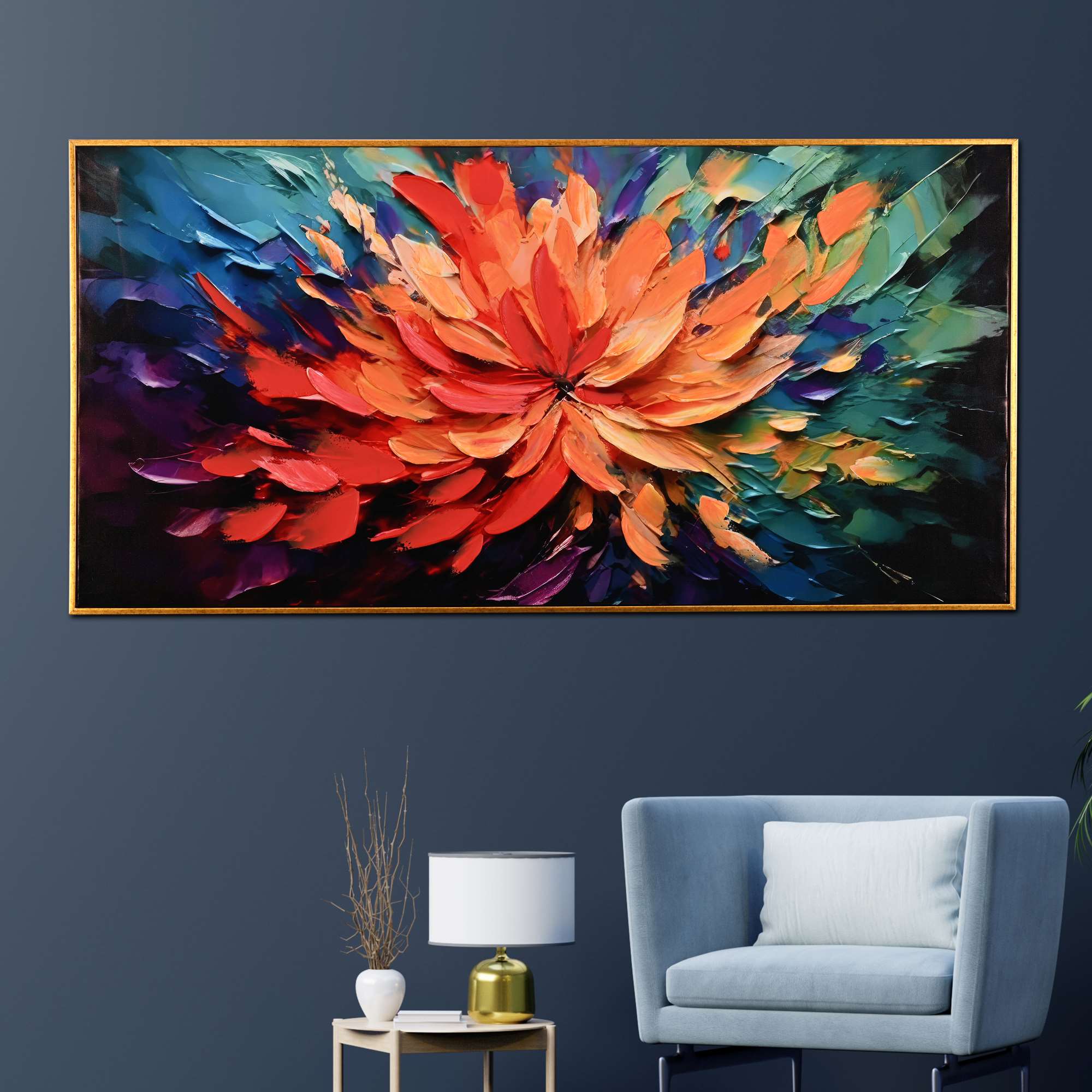 Spark in Bloom Hand Painted Wall Painting with Floating Frame