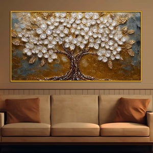 Sparkling Tree of Life Floating Frame Crystal Wall Painting