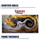 Spectacular Dark Black and Golden Abstract Wooden Wall Painting