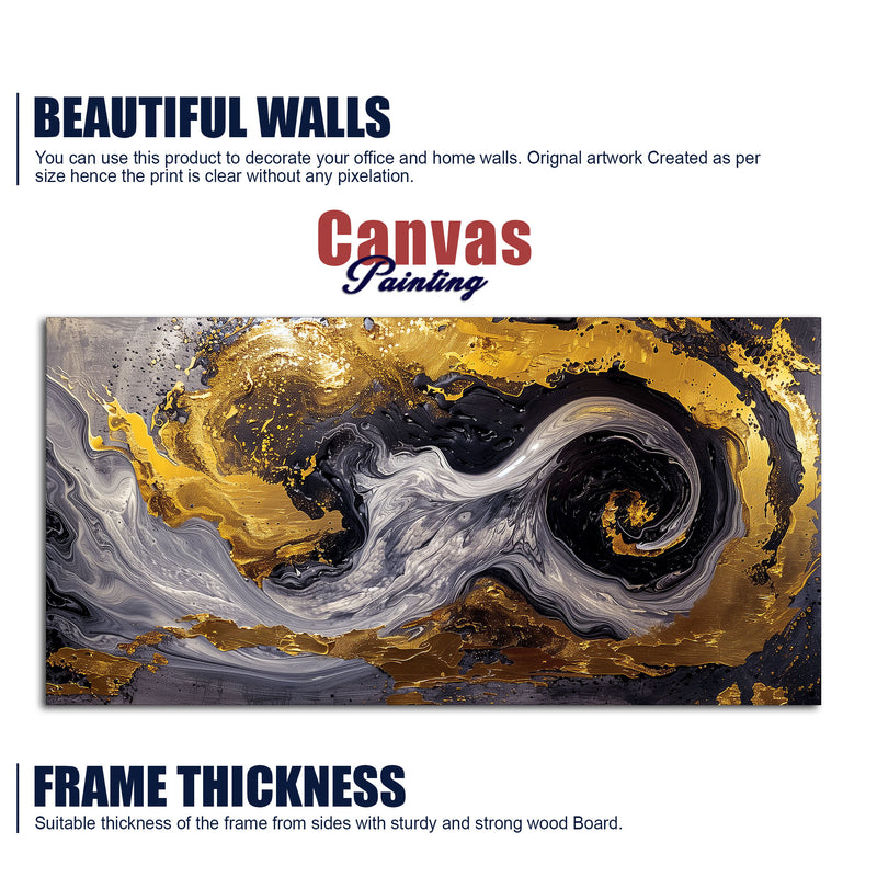 Spectacular Dark Black and Golden Abstract Wooden Wall Painting