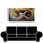 Spectacular Dark Black and Golden Abstract Wooden Wall Painting