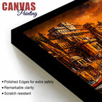 Spiritual Banaras Ghat Boat Scene Canvas Painting for Wall Decor