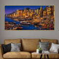 Spiritual Banaras Ghats Evening Scene Painting for Hallway Decor
