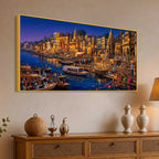 Spiritual Banaras Ghats Evening Scene Painting for Hallway Decor