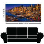 Spiritual Banaras Ghats Evening Scene Painting for Hallway Decor