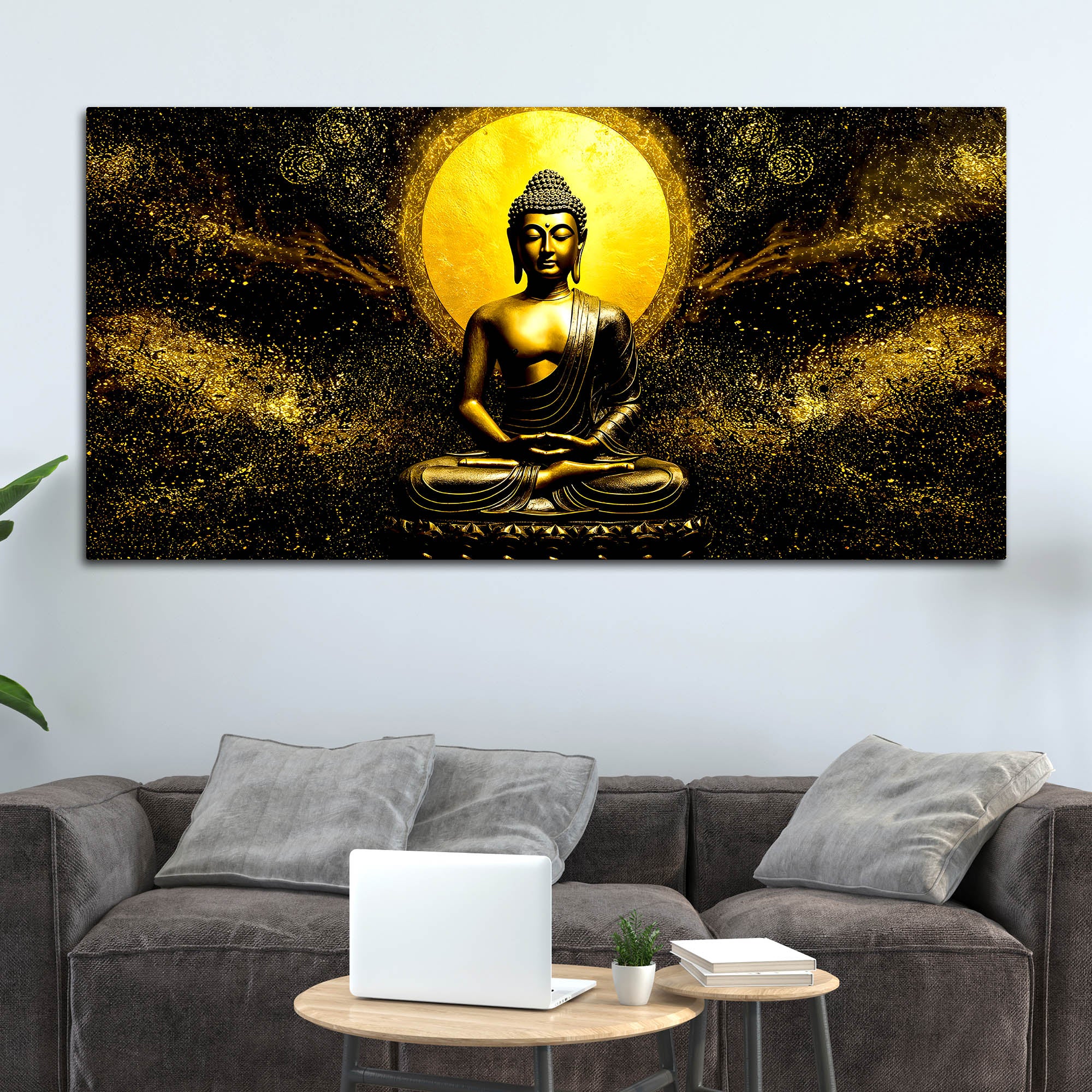 Spiritual Buddha Canvas Wall Painting for Bedroom & Living Room