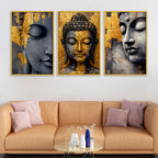 Spiritual Buddha Canvas Wall Painting Set of Three for Home