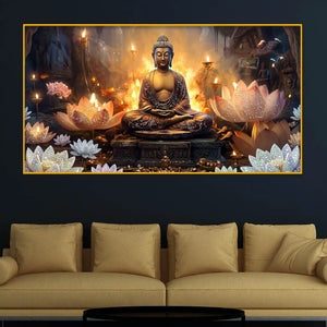 Spiritual Buddha Crystal Glass Painting for Living Room Décor