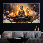 Spiritual Buddha Crystal Glass Painting for Living Room Décor