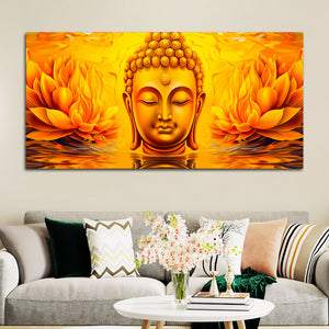 Spiritual Buddha Wall Painting with Lotus Artwork