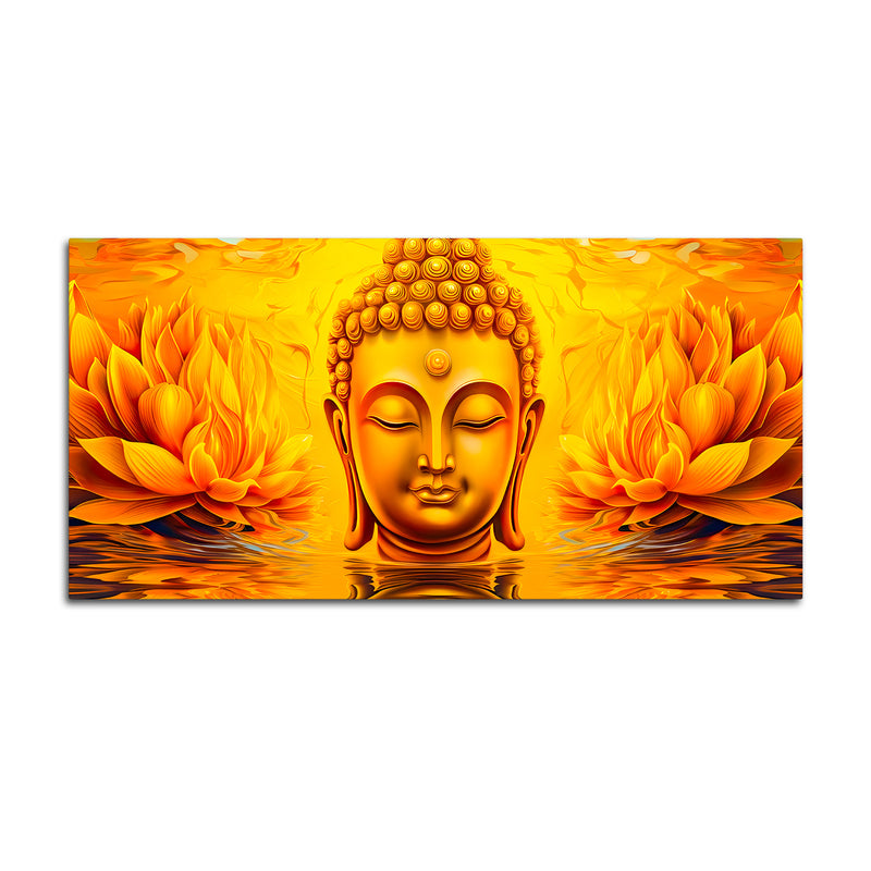 Spiritual Buddha Wall Painting with Lotus Artwork