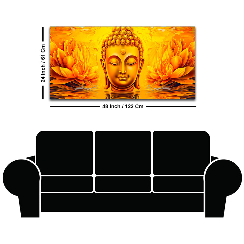 Spiritual Buddha Wall Painting with Lotus Artwork