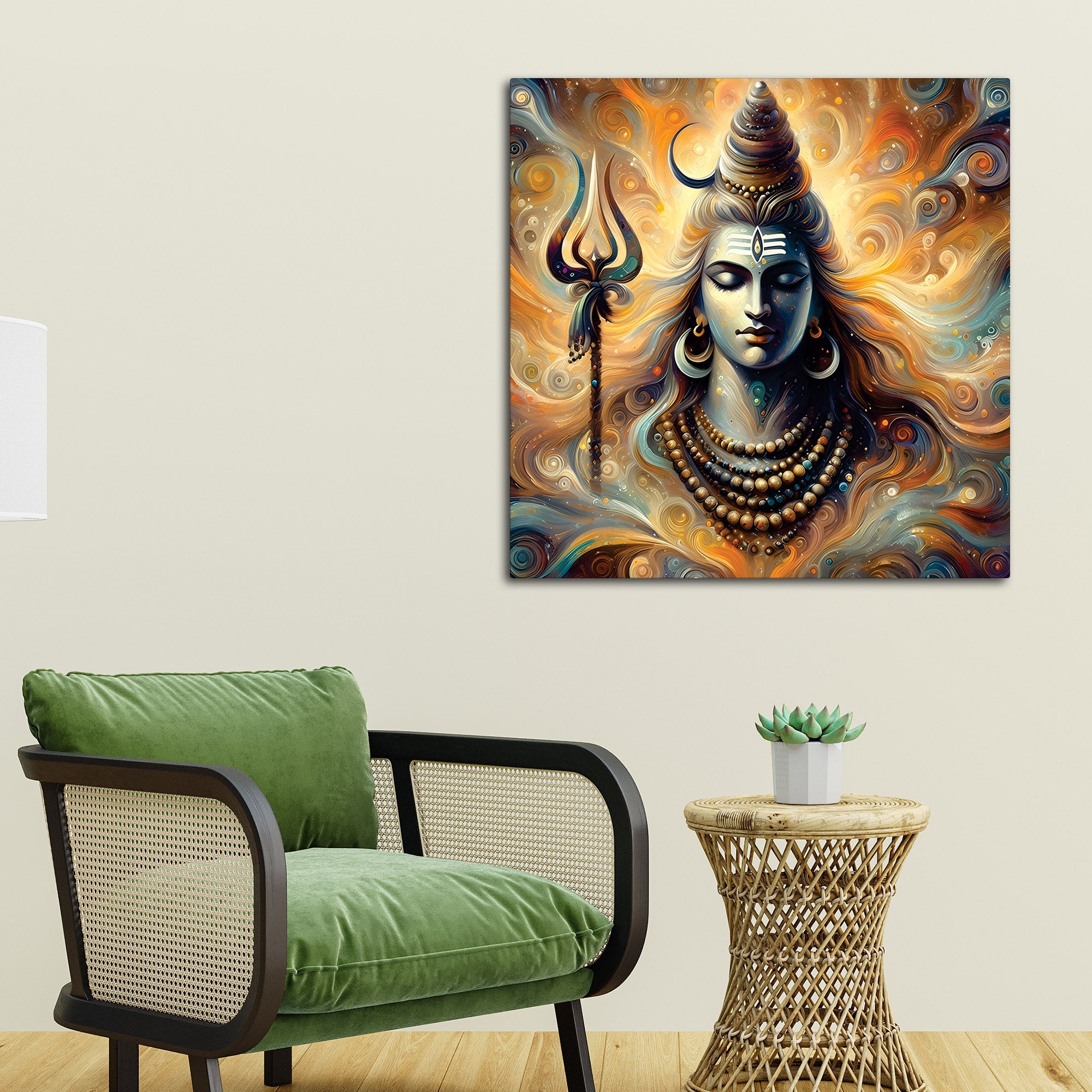 Spiritual Canvas Painting for Home Decor Divine Shiv Ji Wall Art