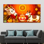 Spiritual Cow Ritual Wall Painting | Positive Energy Home Decor