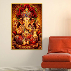 Spiritual Ganesha Portrait Floating Frame Crystal Wall Painting