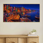 Spiritual Ganga Aarti Ceremony Canvas Painting for Wall Decor