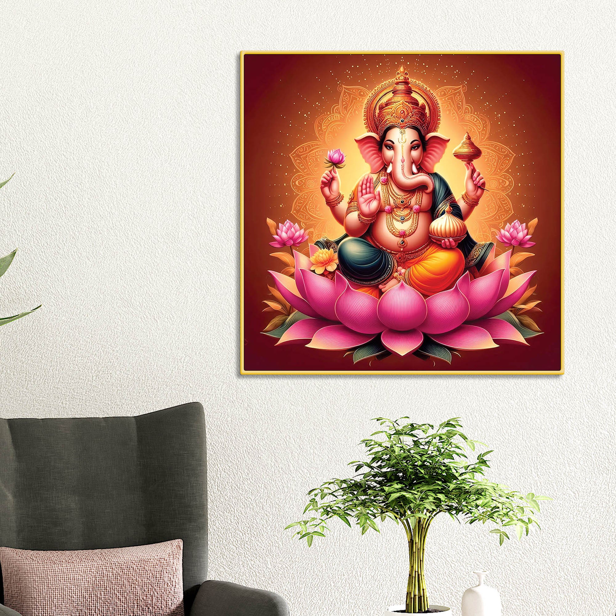 Spiritual Ganpati Bappa Wall Painting for Living Space