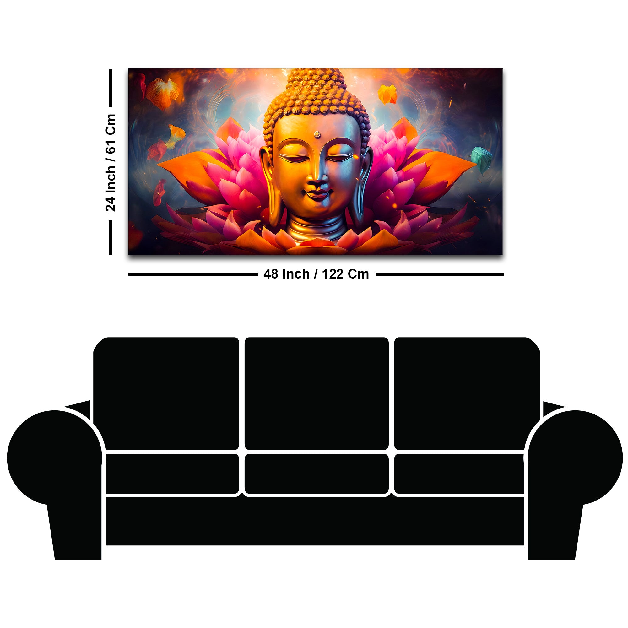 Spiritual Gautam Buddha Wall Painting for Living Spaces