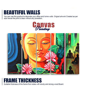 Spiritual Gautam Buddha Wall Painting of Five Pieces