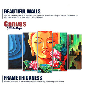 Spiritual Gautam Buddha Wall Painting Set of Five Pieces