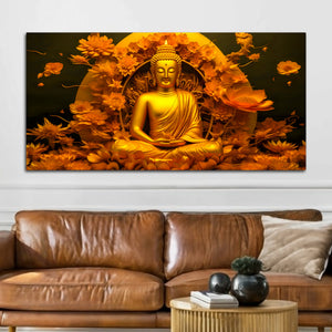 Spiritual Glow Gautam Buddha Canvas Painting for Home & Office