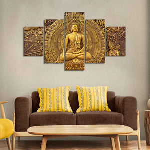 Spiritual God Buddha Wall Painting Five Pieces