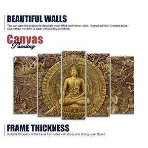 Spiritual God Buddha Wall Painting Set of Five Pieces