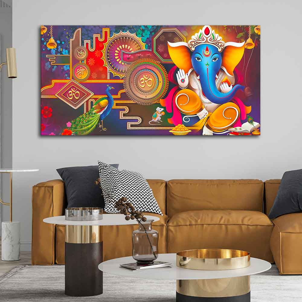 Spiritual God Ganesha Canvas Wall Painting