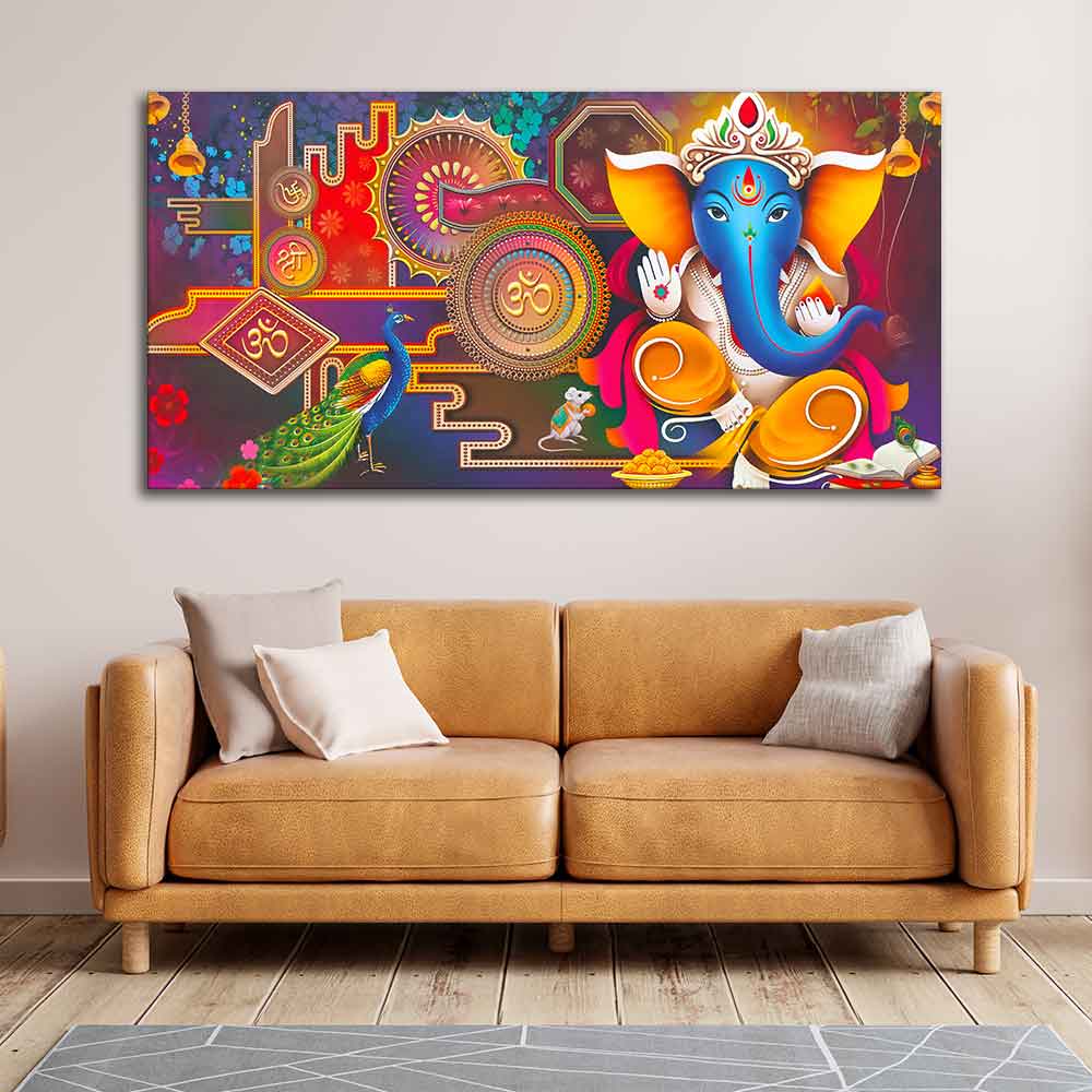 Spiritual God Ganesha Canvas Wall Painting