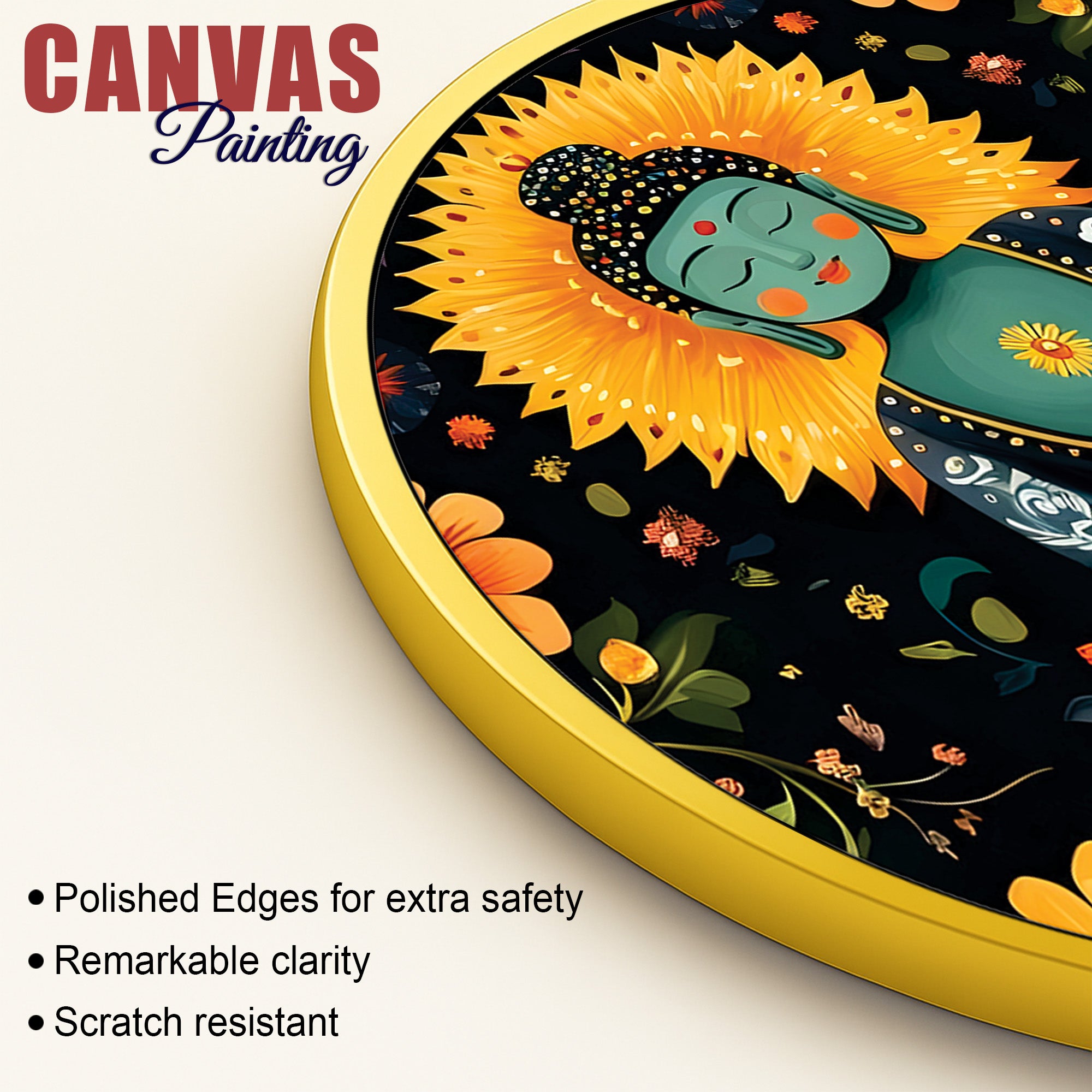 Spiritual Golden Buddha Lotus Painting