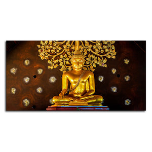 Spiritual Golden Gautam Buddha Canvas Wall Painting