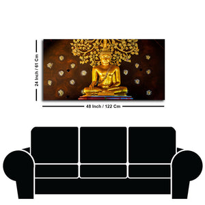 Spiritual Golden Gautam Buddha Canvas Wall Painting