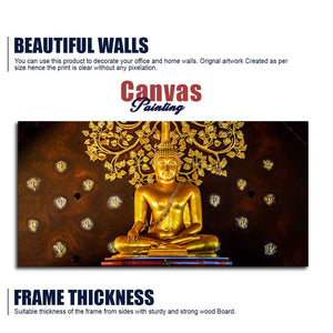 Spiritual Golden Gautam Buddha Canvas Wall Painting