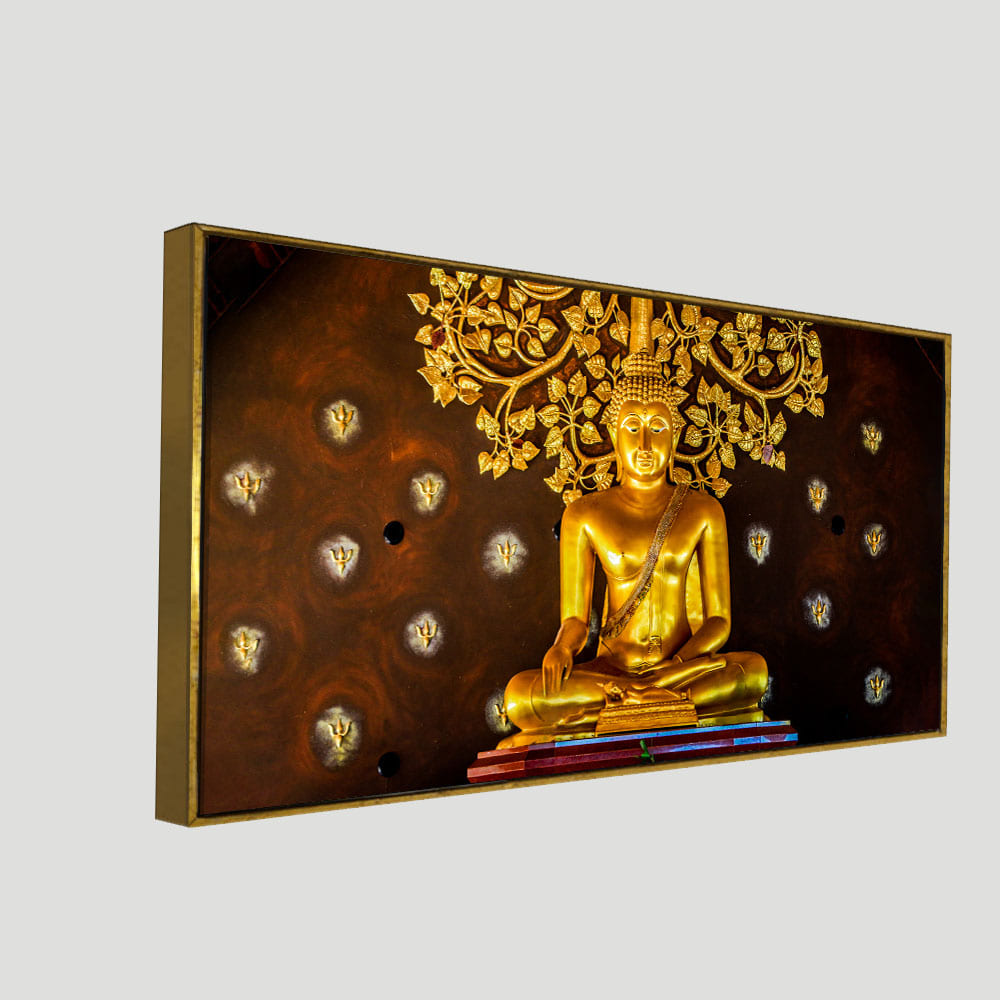 Spiritual Golden Gautam Buddha Canvas Wall Painting