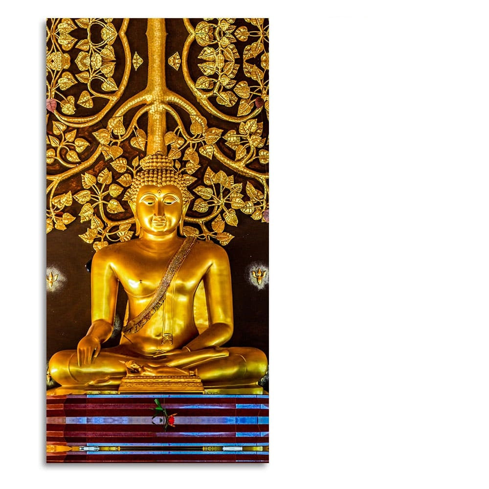 Spiritual Golden Gautam Buddha Premium Canvas Wall Painting