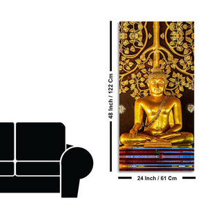 Spiritual Golden Gautam Buddha Premium Canvas Wall Painting