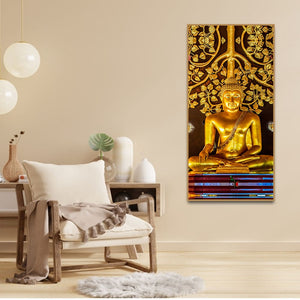 Spiritual Golden Gautam Buddha Premium Canvas Wall Painting