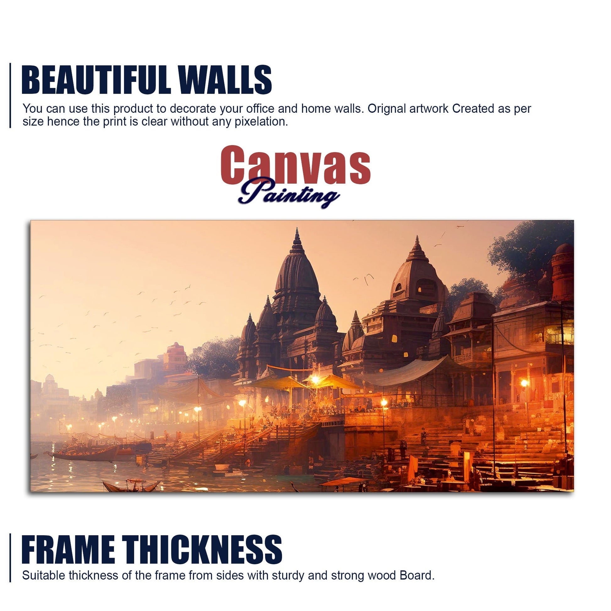 Spiritual Hub City Varanasi Canvas Wall Painting