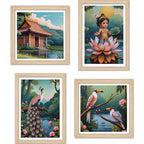Spiritual Indian Wall Art Frame Set of 4