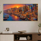 Spiritual Kashi Ganga Riverside Painting for Living Room Wall Decor