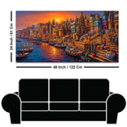 Spiritual Kashi Ganga Riverside Painting for Living Room Wall Decor