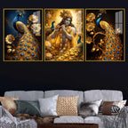 Spiritual Krishna Floating Acrylic Painting Set of 3