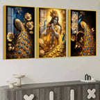 Spiritual Krishna Floating Acrylic Painting Set of 3